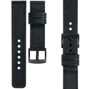 moVear Prestige C1 22mm leather watch strap | Black, Black stitching [sizes XS-XXL and buckle to choose from]