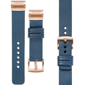 moVear Prestige S1 Leather strap for Garmin QuickFit 20mm (Fenix / Instinct - 43/42/40mm) Blue Jeans [sizes XS-XXL and buckle to choose from]