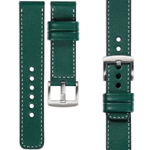 moVear Prestige C1 22mm Bottle green Leather strap for Huawei Watch 5 4 3 2 1 - GT / Pro / Ultimate (48/46mm) | Bottle green stitching [sizes XS-XXL and buckle to choose from]