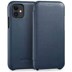 moVear flipSide S Leather slim case for Apple iPhone 11 (6.1") | Nappa leather (Navy blue)