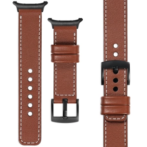 moVear Prestige C1 24mm Brown Leather strap for Samsung Galaxy Watch Ultra | Brown stitching [sizes XS-XXL and buckle to choose from]