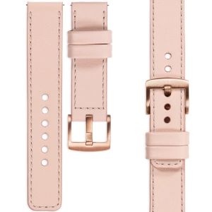 moVear Prestige C1 20mm Flesh pink Leather strap for Samsung Galaxy Watch 7 / 6 / 5 / 4 / 3 & Pro / FE / Classic / Active | Flesh pink stitching [sizes XS-XXL and buckle to choose from]