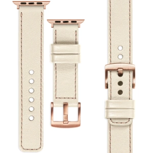 moVear Prestige C1 22mm Nude Leather strap for Apple Watch 10 / 9 / 8 / 7 / 6 / 5 / 4 / SE (46/45/44mm) & Ultra (49mm) | Nude stitching [sizes XS-XXL and buckle to choose from]