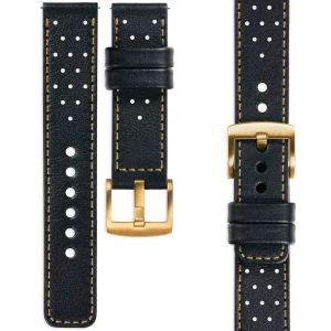 moVear Prestige R2 20mm leather watch strap | Black, Black stitching [sizes XS-XXL and buckle to choose from]