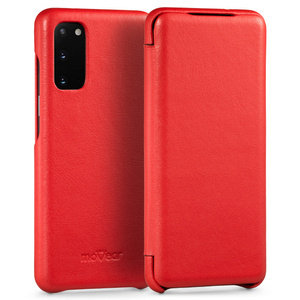 moVear flipSide S Leather slim case for Samsung Galaxy S20 (6.2") | Nappa leather (Red)