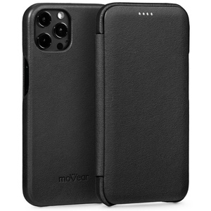 moVear flipSide S Leather slim case for Apple iPhone 12 Pro / 12 (6.1") | Smooth leather (Black)