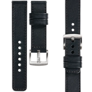 moVear Prestige C1 20mm Black Leather strap for Garmin Vivoactive 5/3, Vivomove 3, Venu 2 | Black stitching [sizes XS-XXL and buckle to choose from]