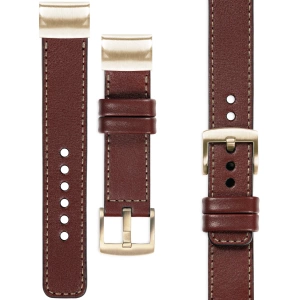 moVear Prestige C1 Leather strap for Garmin QuickFit 20mm (Fenix / Instinct - 43/42/40mm) Auburn, Auburn stitching [sizes XS-XXL and buckle to choose from]