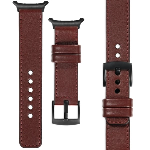 moVear Prestige C1 24mm Auburn Leather strap for Samsung Galaxy Watch Ultra | Auburn stitching [sizes XS-XXL and buckle to choose from]