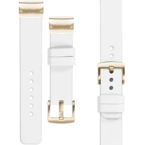 moVear Prestige S1 Leather strap for Garmin QuickFit 20mm (Fenix / Instinct - 43/42/40mm) White [sizes XS-XXL and buckle to choose from]