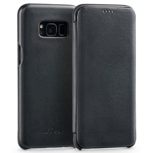 moVear flipSide S Leather slim case for Samsung Galaxy S8+ (Plus) (6.2") | Smooth leather (Black)