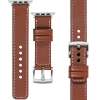 moVear Prestige C1 20mm Brown Leather strap for Apple Watch 10 / 9 / 8 / 7 / 6 / 5 / 4 / SE (42/41/40mm) | Brown stitching [sizes XS-XXL and buckle to choose from]