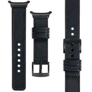 moVear Prestige C1 24mm Black Leather strap for Samsung Galaxy Watch Ultra | Black stitching [sizes XS-XXL and buckle to choose from]