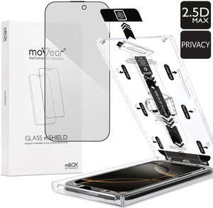 moVear mBOX GLASS mSHIELD 2.5D MAX privacy for Apple iPhone 16 Pro (6.3") (Anti spy, with Applicator)