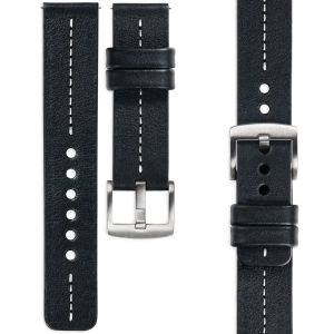 moVear Prestige C2 20mm leather watch strap | Black, Black stitching [sizes XS-XXL and buckle to choose from]