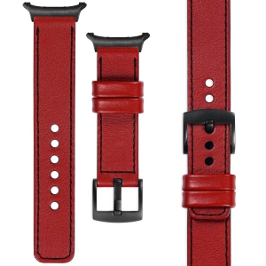 moVear Prestige C1 24mm Scarlet red Leather strap for Samsung Galaxy Watch Ultra | Scarlet red stitching [sizes XS-XXL and buckle to choose from]