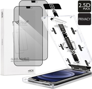 2 pcs. | moVear mBOX GLASS mSHIELD 2.5D MAX privacy for Apple iPhone 12 Pro / 12 (6.1") (Anti spy, with Applicator)