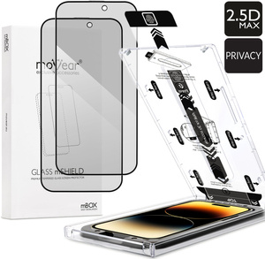 2 pcs. | moVear mBOX GLASS mSHIELD 2.5D MAX privacy for Apple iPhone 14 Pro (6.1") (Anti spy, with Applicator)