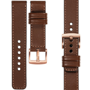 moVear Prestige C1 18mm Dark brown Leather strap for Garmin Vivoactive 4S, Venu 3S/2S, Vívomove 3S | Dark brown stitching [sizes XS-XXL and buckle to choose from]