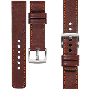 moVear Prestige C1 18mm leather watch strap | Auburn, Auburn stitching [sizes XS-XXL and buckle to choose from]