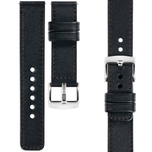 moVear Prestige C1 18mm leather watch strap | Black, Black stitching [sizes XS-XXL and buckle to choose from]