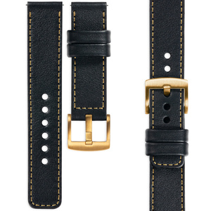 moVear Prestige C1 18mm leather watch strap | Black, Black stitching [sizes XS-XXL and buckle to choose from]