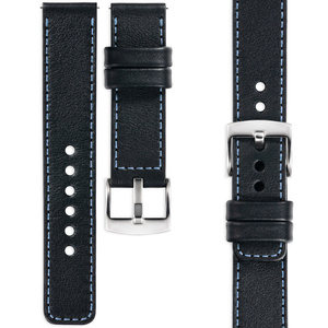 moVear Prestige C1 18mm leather watch strap | Black, Black stitching [sizes XS-XXL and buckle to choose from]