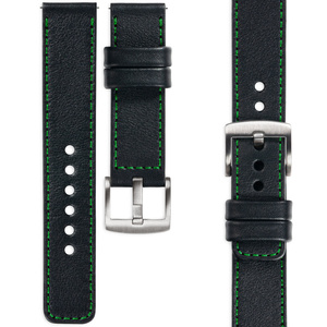 moVear Prestige C1 18mm leather watch strap | Black, Black stitching [sizes XS-XXL and buckle to choose from]