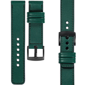 moVear Prestige C1 18mm leather watch strap | Bottle green, Bottle green stitching [sizes XS-XXL and buckle to choose from]