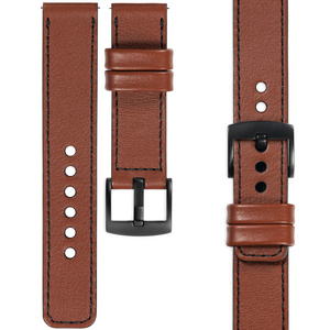 moVear Prestige C1 18mm leather watch strap | Brown, Brown stitching [sizes XS-XXL and buckle to choose from]