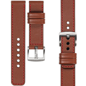 moVear Prestige C1 18mm leather watch strap | Brown, Brown stitching [sizes XS-XXL and buckle to choose from]