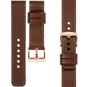 moVear Prestige C1 18mm leather watch strap | Dark brown, Dark brown stitching [sizes XS-XXL and buckle to choose from]