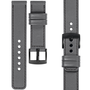 moVear Prestige C1 18mm leather watch strap | Gray, Gray stitching [sizes XS-XXL and buckle to choose from]