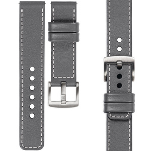 moVear Prestige C1 18mm leather watch strap | Gray, Gray stitching [sizes XS-XXL and buckle to choose from]