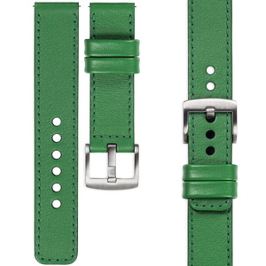 moVear Prestige C1 18mm leather watch strap | Green, Green stitching [sizes XS-XXL and buckle to choose from]