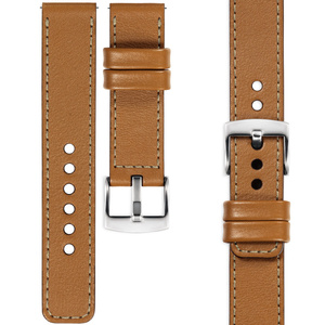 moVear Prestige C1 18mm leather watch strap | Light brown, Light brown stitching [sizes XS-XXL and buckle to choose from]