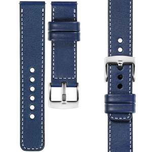 moVear Prestige C1 18mm leather watch strap | Navy blue, Navy blue stitching [sizes XS-XXL and buckle to choose from]