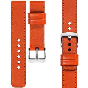 moVear Prestige C1 18mm leather watch strap | Orange, Orange stitching [sizes XS-XXL and buckle to choose from]