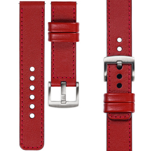 moVear Prestige C1 18mm leather watch strap | Scarlet red, Scarlet red stitching [sizes XS-XXL and buckle to choose from]