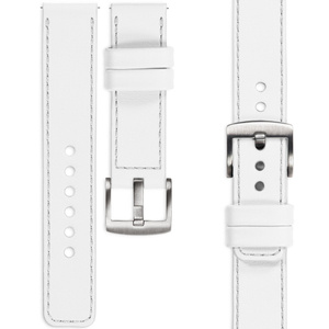 moVear Prestige C1 18mm leather watch strap | White, White stitching [sizes XS-XXL and buckle to choose from]