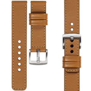 moVear Prestige C1 19mm leather watch strap | Light brown, Light brown stitching [sizes XS-XXL and buckle to choose from]