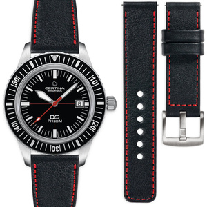 moVear Prestige C1 20mm Black Leather strap for Certina DS PH200M C036.407.16.050.00 | Black stitching [sizes XS-XXL]