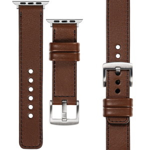 moVear Prestige C1 20mm Dark brown Leather strap for Apple Watch 10 / 9 / 8 / 7 / 6 / 5 / 4 / SE (42/41/40mm) | Dark brown stitching [sizes XS-XXL and buckle to choose from]