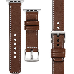 moVear Prestige C1 20mm Dark brown Leather strap for Apple Watch 10 / 9 / 8 / 7 / 6 / 5 / 4 / SE (42/41/40mm) | Dark brown stitching [sizes XS-XXL and buckle to choose from]