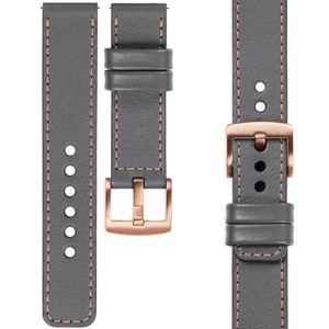 moVear Prestige C1 20mm Gray Leather strap for Samsung Galaxy Watch 7 / 6 / 5 / 4 / 3 & Pro / FE / Classic / Active | Gray stitching [sizes XS-XXL and buckle to choose from]