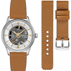 moVear Prestige C1 20mm Light brown Leather strap for Certina DS-1 Skeleton C029.907.11.031.00 | Light brown stitching [sizes XS-XXL]