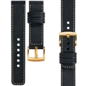 moVear Prestige C1 20mm leather watch strap | Black, Black stitching [sizes XS-XXL and buckle to choose from]