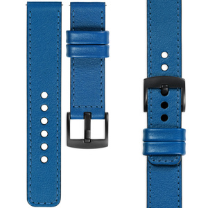 moVear Prestige C1 20mm leather watch strap | Blue, Blue stitching [sizes XS-XXL and buckle to choose from]