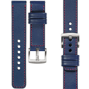 moVear Prestige C1 21mm leather watch strap | Navy blue, Navy blue stitching [sizes XS-XXL and buckle to choose from]
