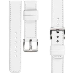 moVear Prestige C1 21mm leather watch strap | White, White stitching [sizes XS-XXL and buckle to choose from]